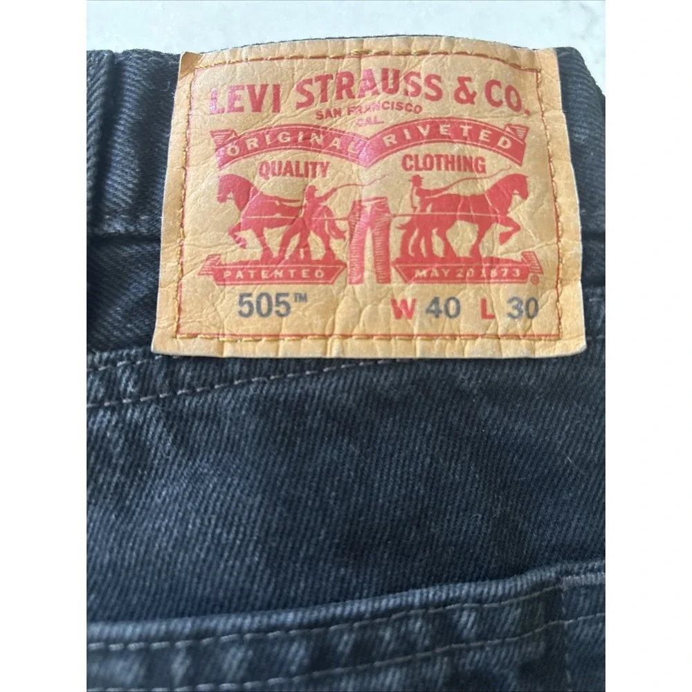 Levi 505 Black Jeans‎ Mens 40x30 Straight Leg Zip Fly